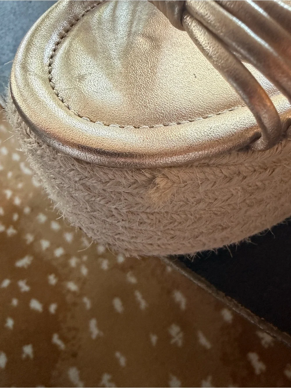SCHUTZ Gold Braided Espadrille Platform Wedges